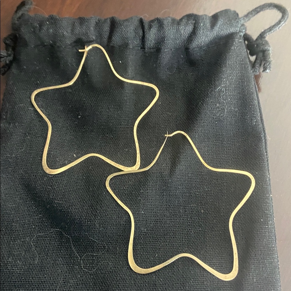 Gold Star Hoop Earrings